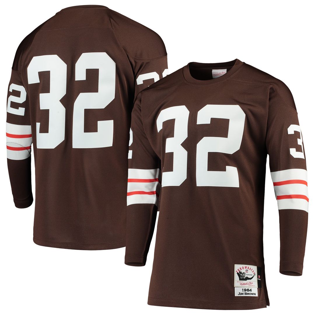 Jim Brown Cleveland Browns 1964 Authentic Throwback Jersey - Brown