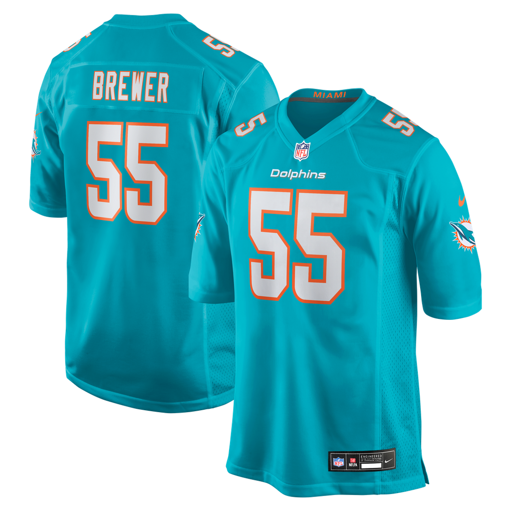 Aaron Brewer Miami Dolphins Game Jersey - Aqua