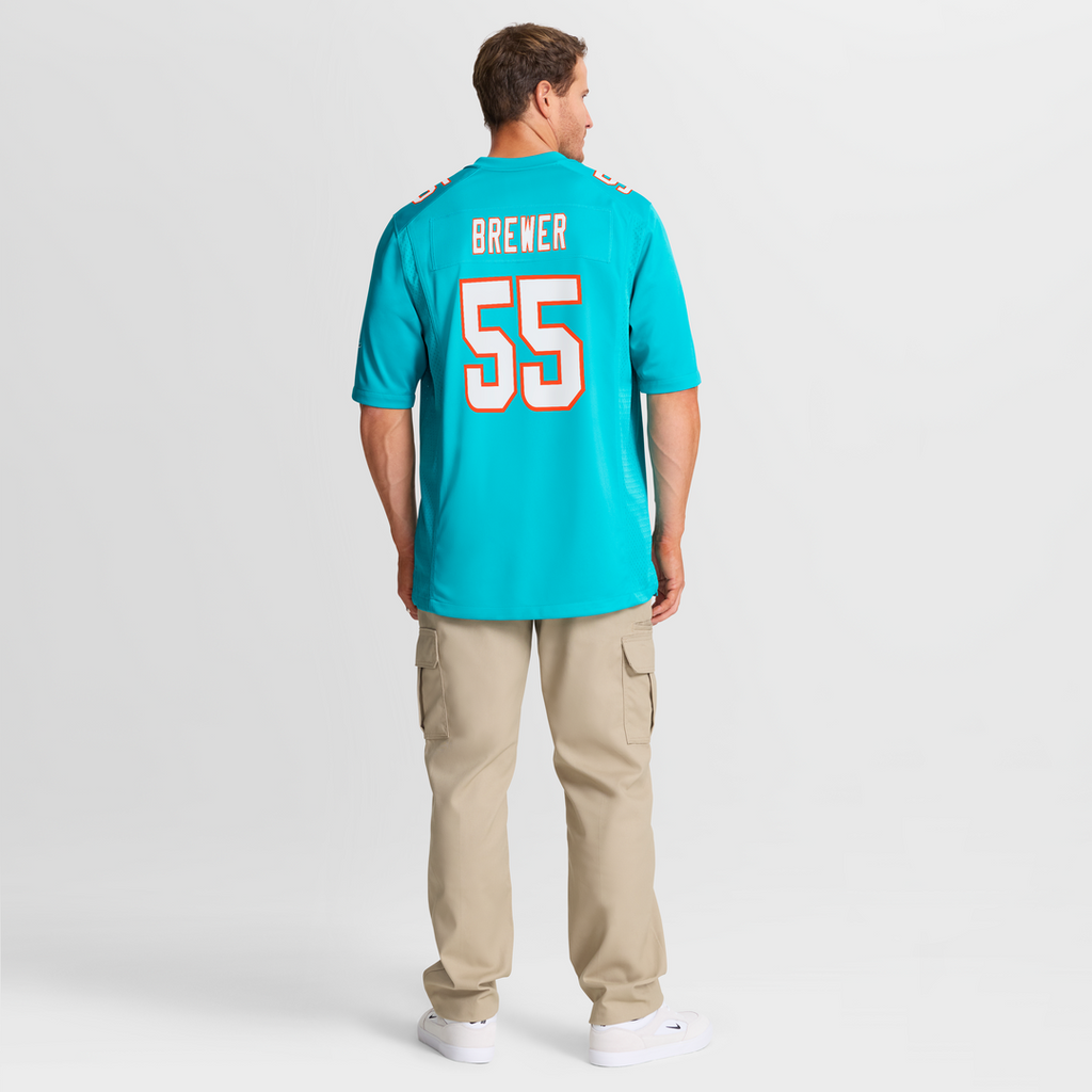 Aaron Brewer Miami Dolphins Game Jersey - Aqua