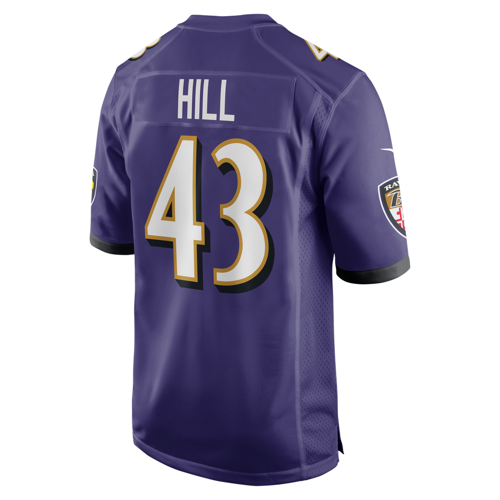 Justice Hill Baltimore Ravens Game Jersey - Purple