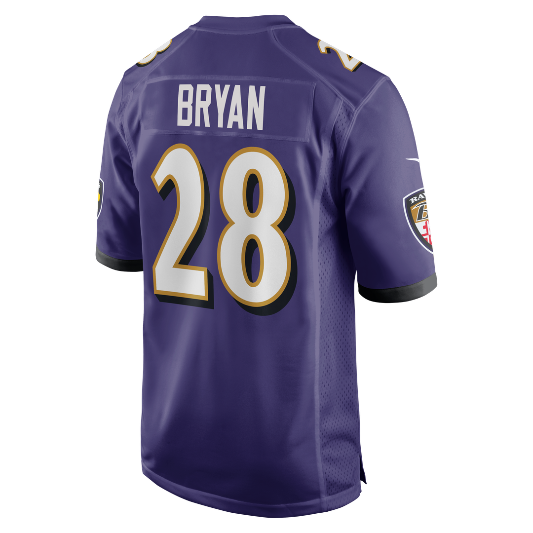 Taven Bryan Baltimore Ravens Game Jersey - Purple