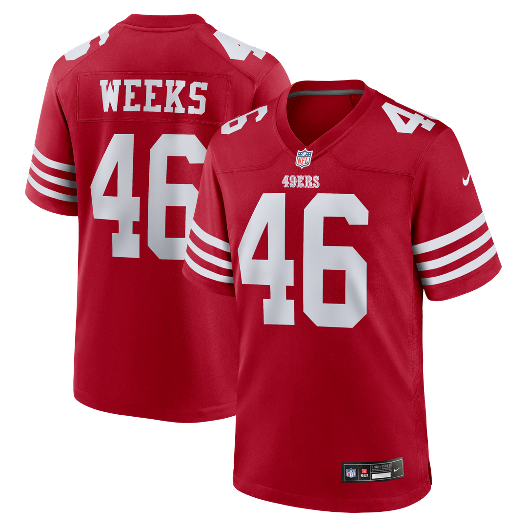 Jon Weeks San Francisco 49ers Game Jersey - Scarlet