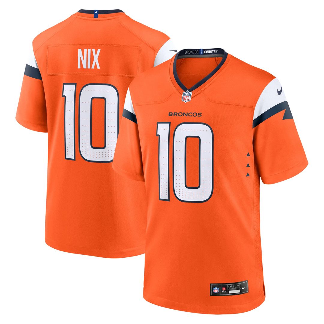 Bo Nix Denver Broncos Game Jersey - Orange