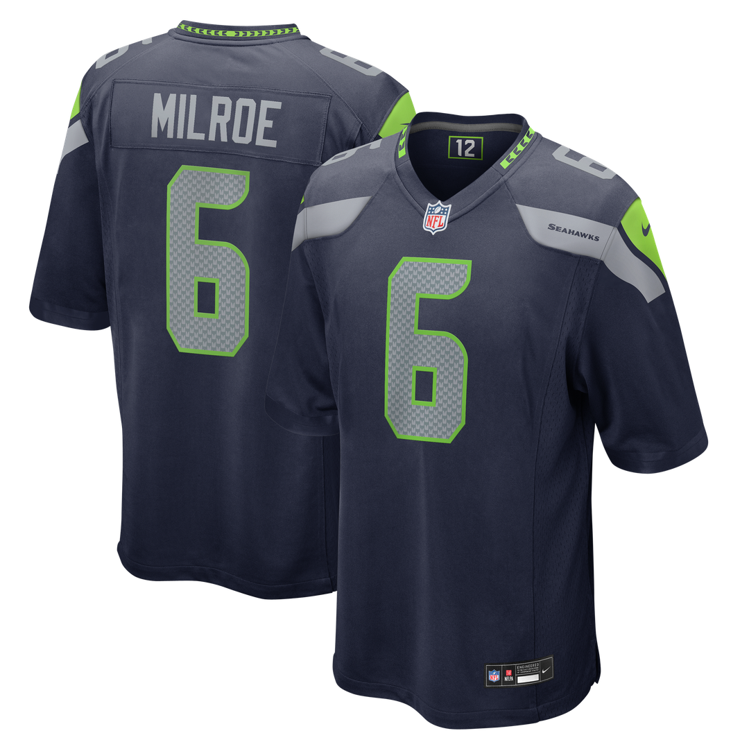 Jalen Milroe Seattle Seahawks Game Jersey - College Navy