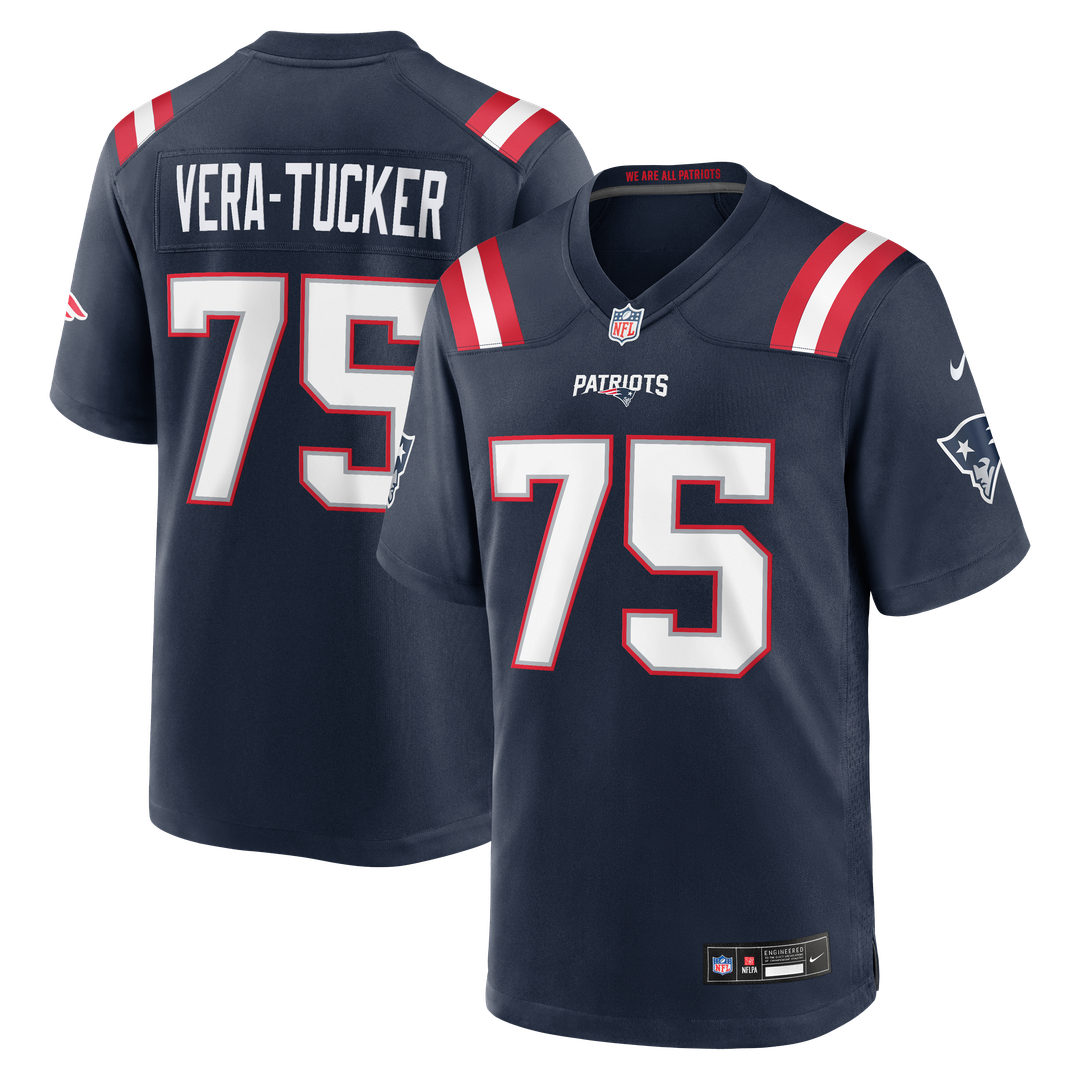 Alijah Vera-Tucker New England Patriots Game Jersey - Navy