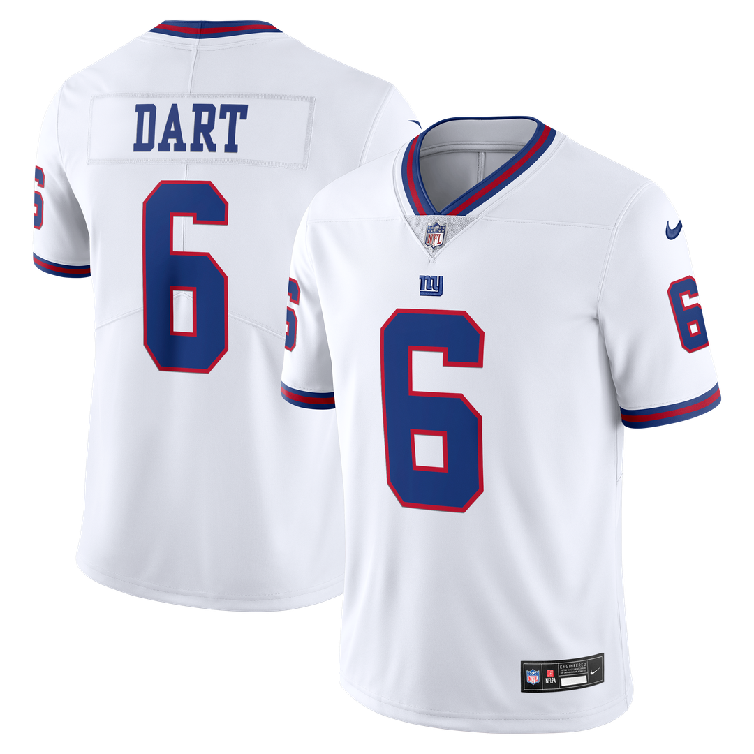 Jaxson Dart New York Giants Vintage White Vapor Untouchable Stitched Limited Jersey - White