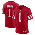 Number 1 Groom San Francisco 49ers Game Jersey - Scarlet