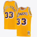 Los Angeles Lakers Kareem Abdul-Jabbar Road Swingman Jersey By Mitchell & Ness - Light Gold