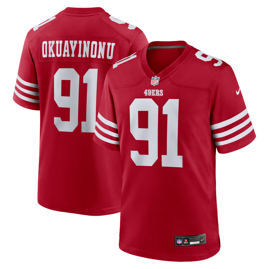 Sam Okuayinonu San Francisco 49ers Game Jersey - Scarlet