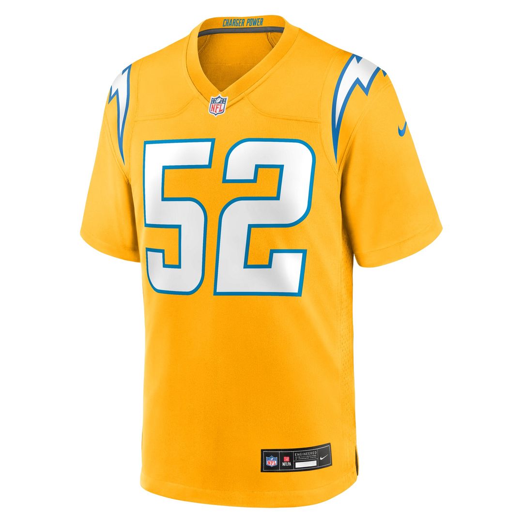 Khalil Mack Los Angeles Chargers Alternate Charger Power Game Jersey - Gold