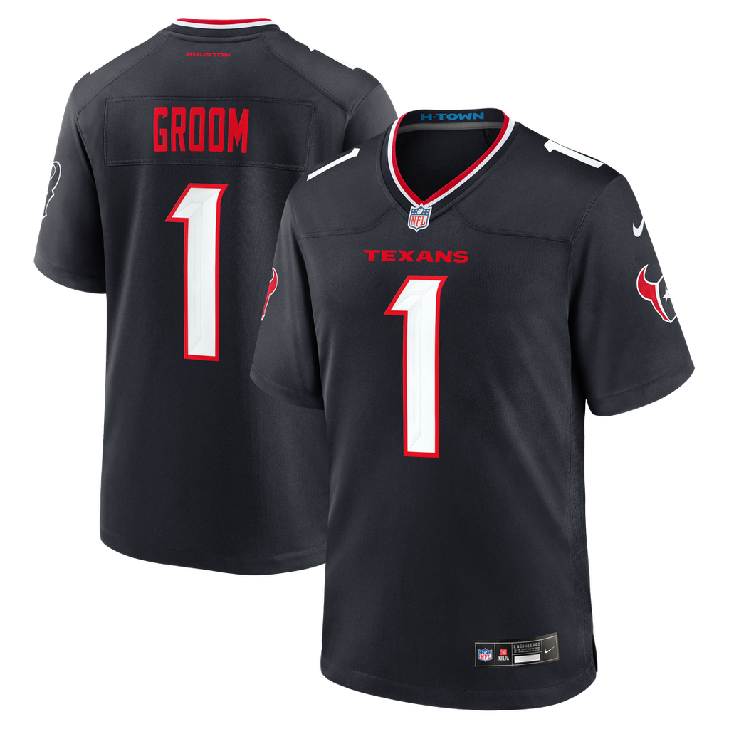 Number 1 Groom Houston Texans Game Jersey - Navy