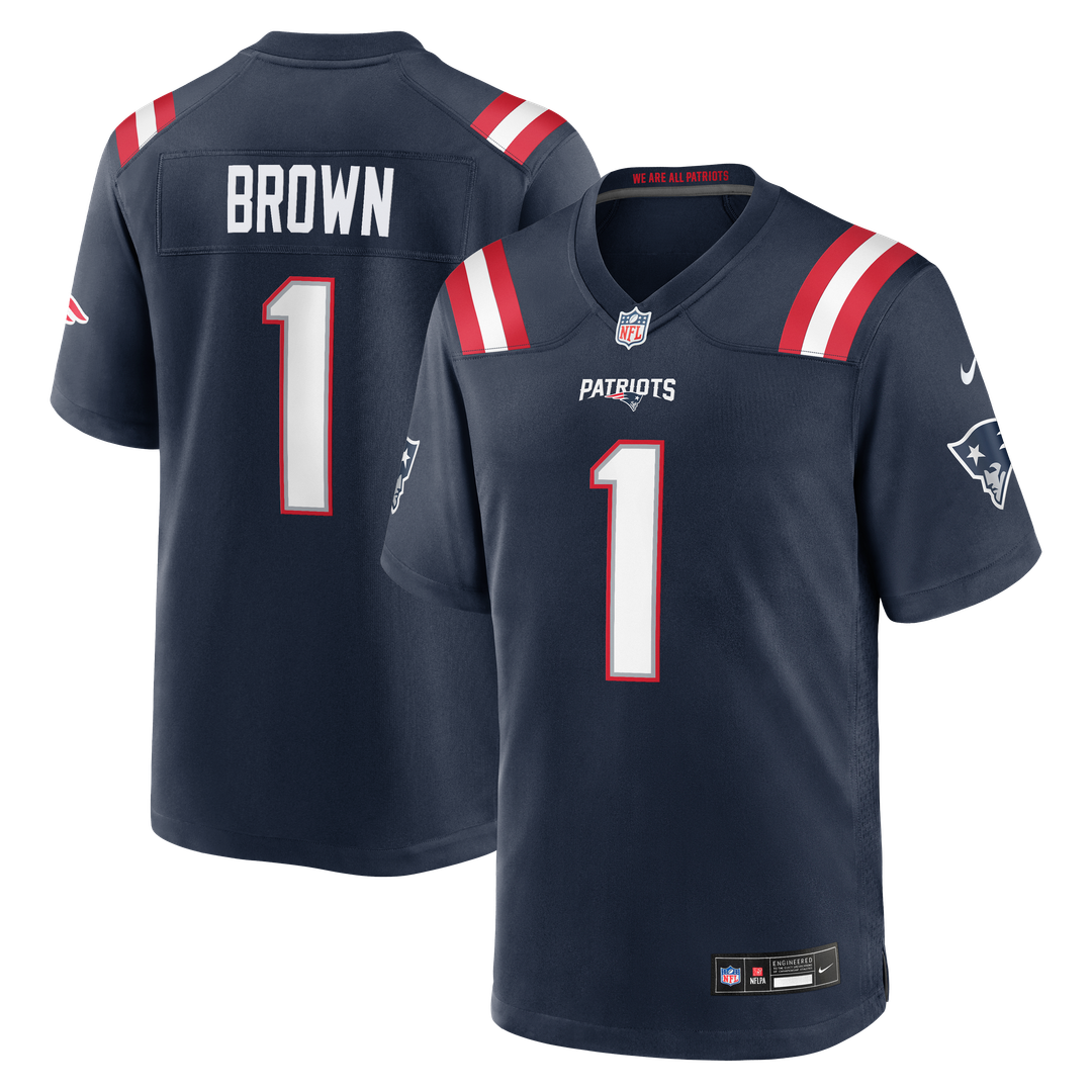 A.J. Brown New England Patriots Game Jersey - Navy