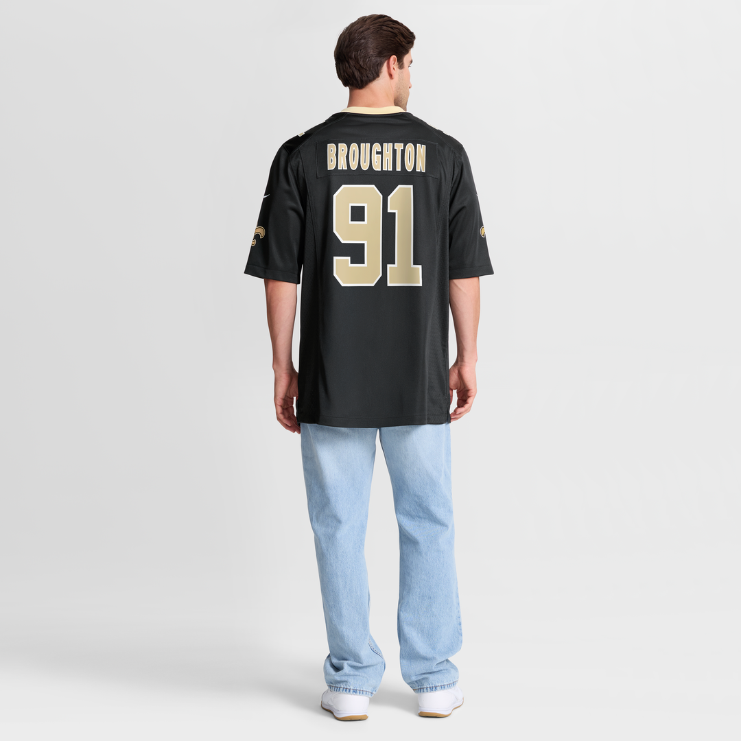 Vernon Broughton New Orleans Saints Game Jersey - Black