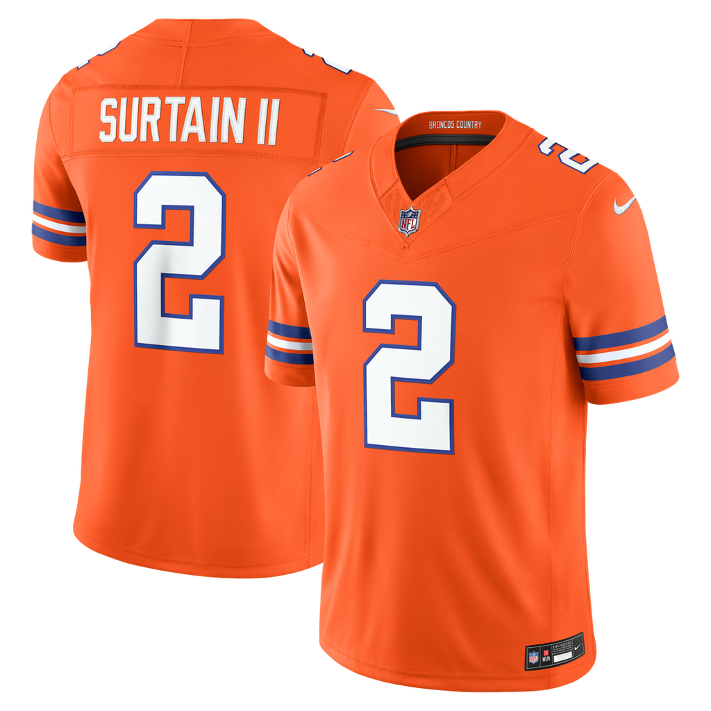 Pat Surtain II Denver Broncos Alternate Mile High Collection 1977 Throwback Vapor F.U.S.E. Stitched Limited Jersey - Orange